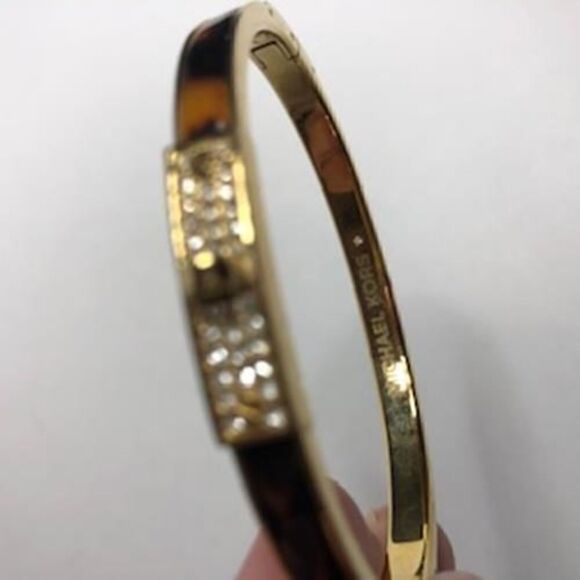 679 Michael Kors Goldtone CZ  hinged cuff bracelet - Picture 3 of 3